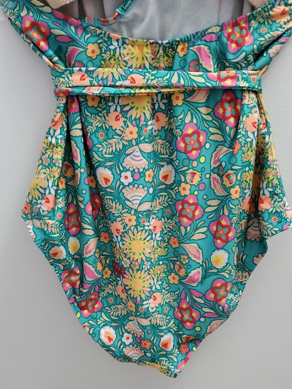High Dive By Modcloth One Piece Ruffle Halter Bathing Suit Large Floral Print - Picture 10 of 11